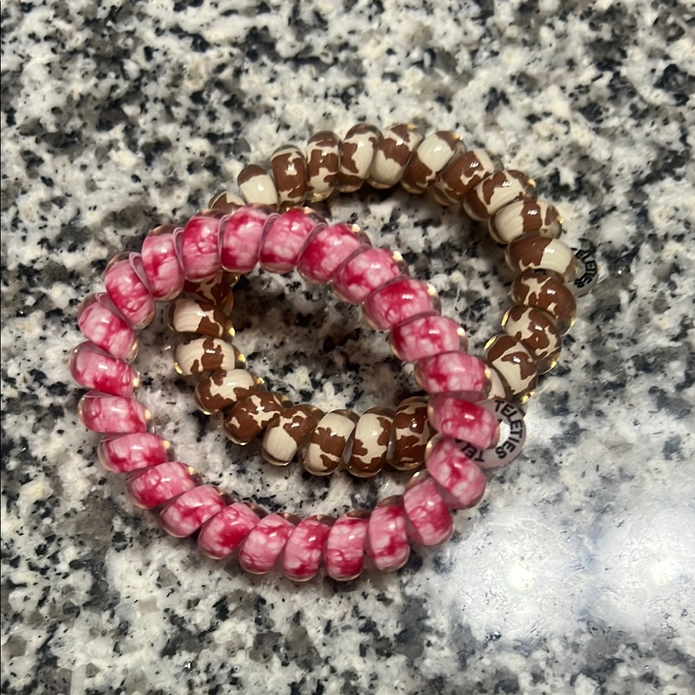 Teleties 2 pack hair ties 🩷🤎